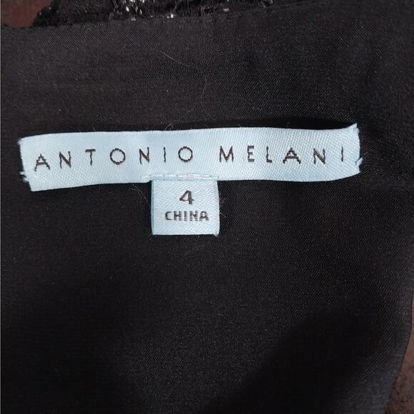 NWOT! ANTONIO MELANI! BLACK W/WHITE TWEEDY FINISH & BLACK LACE DRESS! SZ 4 - Picture 8 of 10